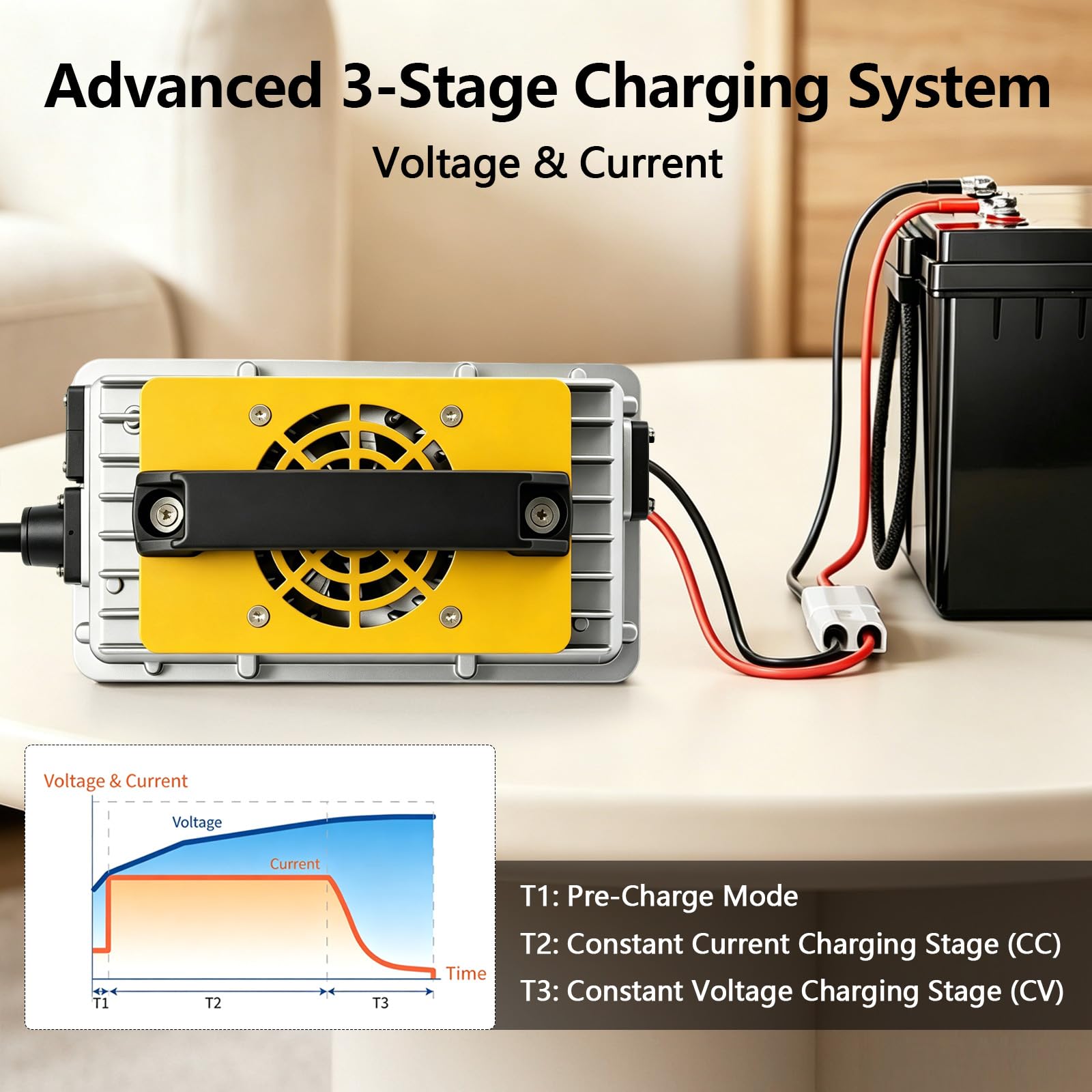 Cargador LiFePO4 58,4V 10A, Cargador Inteligente automático para baterías de Litio Hierro fosfato 48V (51,2V), Cargador rápido LiFePO4 con protección de Seguridad