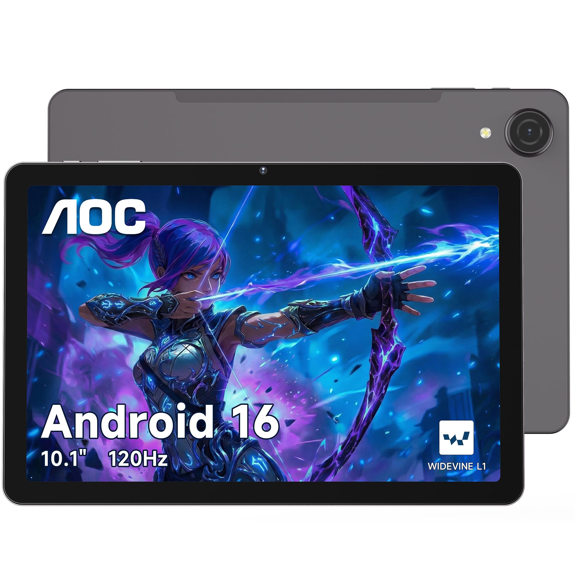 AOC 10.1 inch Android Tablet, Android 16 System, 120Hz Ultra
