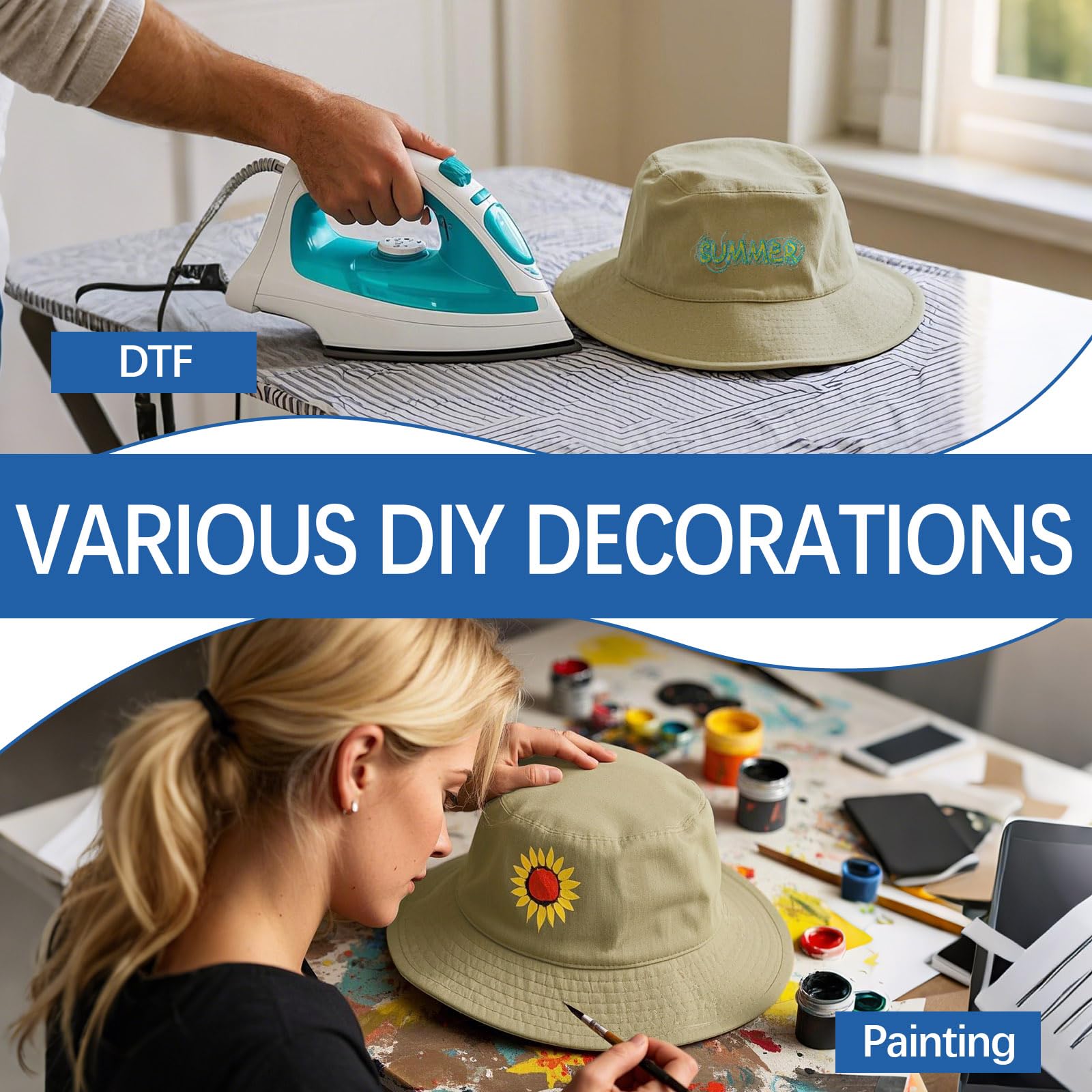 8 cappelli da pescatore kaki vuoti per donne uomini cappelli da secchio bulk vuoto cappello da sole per spiaggia pesca campeggio all'aperto cappello da sole adulto fai da te logo disegno a mano stampa