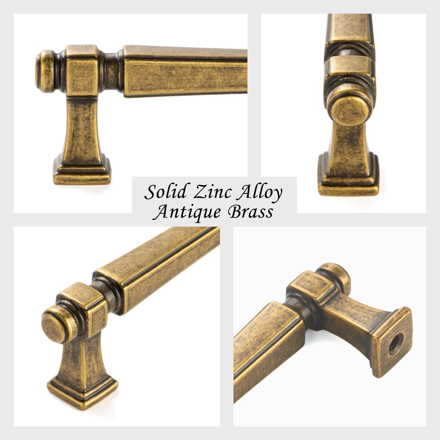 10 Pack 3 Inch Hole Centers, Antique Brass Cabinet Pulls Vintage Brass Cabinet Handles Brass Kitchen Hardware for Cabinets 2501 Drawers Bedroom Dresser Bathroom Vanity Cupboard Closet