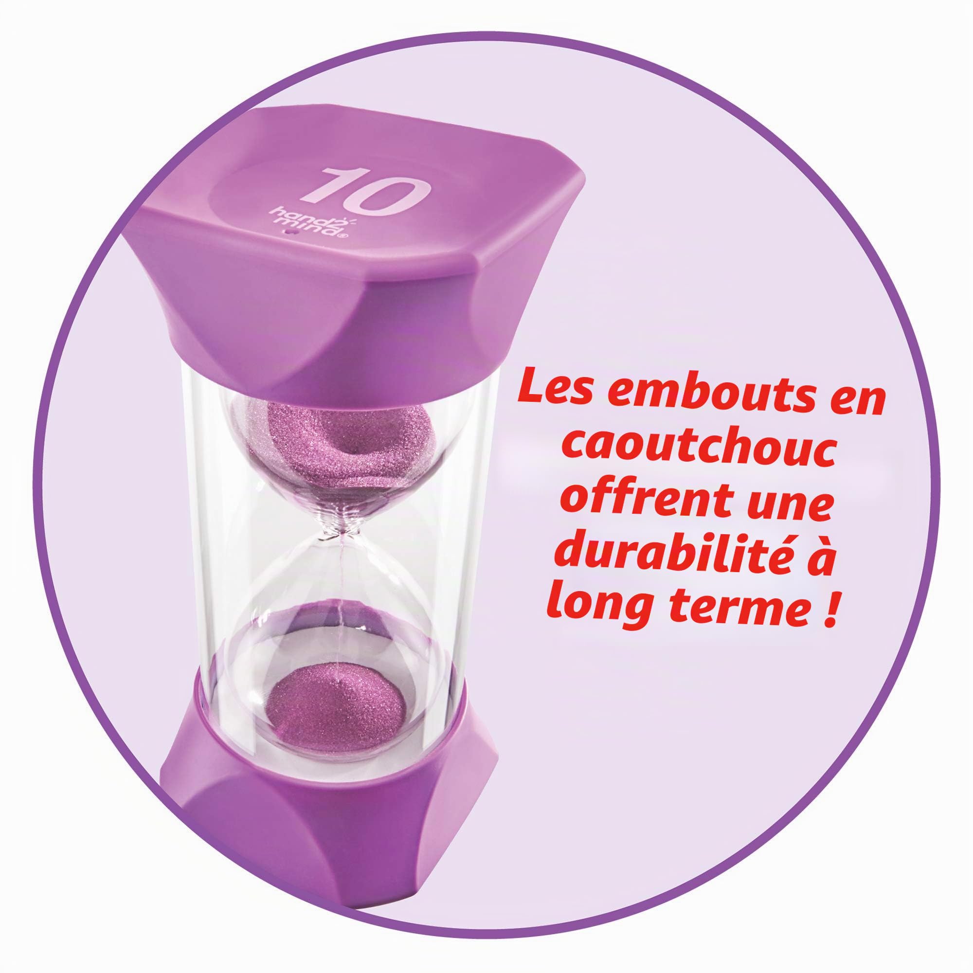 Learning Resources Lot de 4 sabliers géants de 1, 2, 5 et 10 minutes avec capuchon en caoutchouc souple pour enfants et jeux de classe
