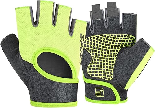 Gym Gloves for Women, Wrist Support Thick Fingerless Glove with Palm Protection,Nonslip Durable Breathable Weightlifting Gloves for Cycling Sports