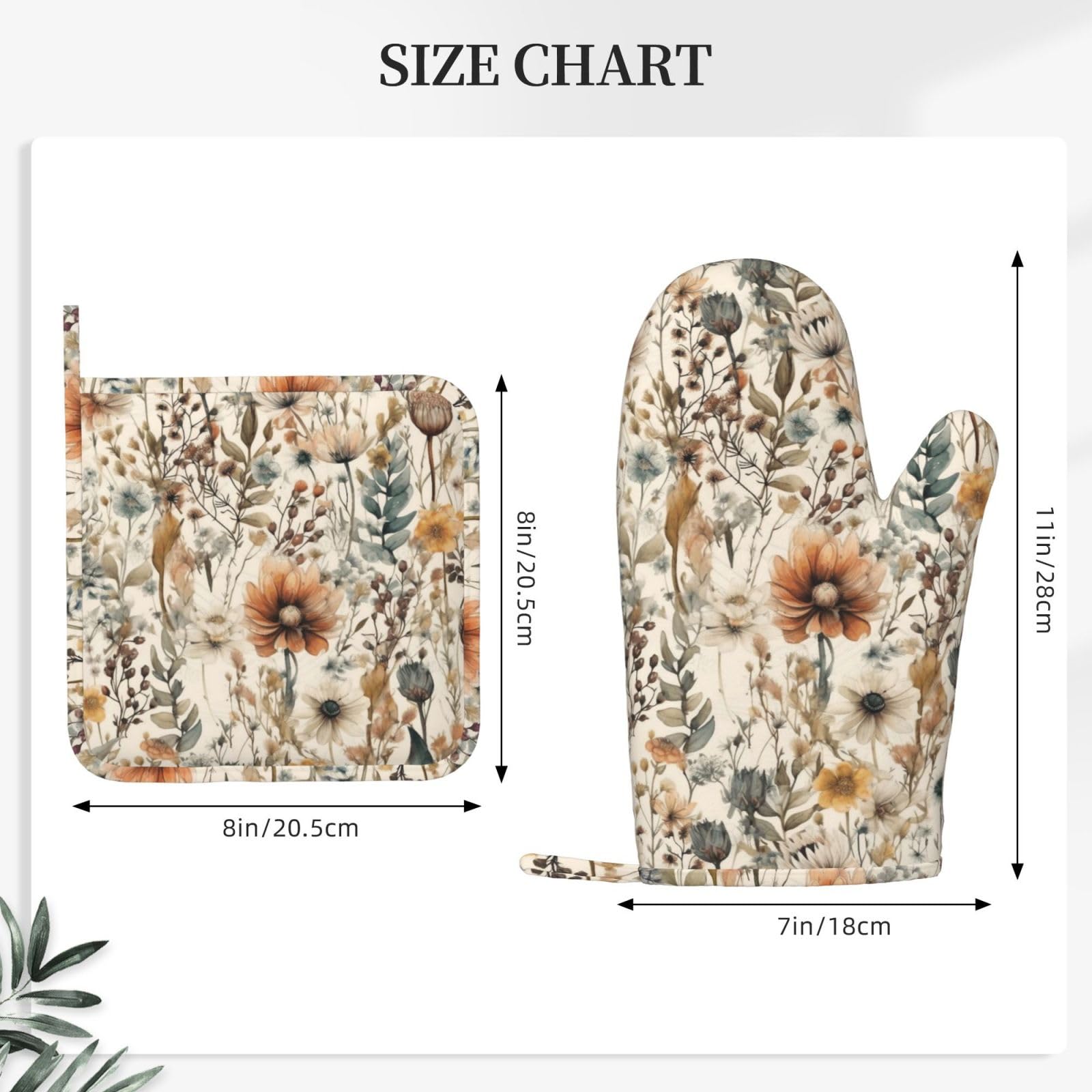 Lot de 4 maniques et maniques style bohème à motif floral aquarelle vintage résistant à la chaleur pour cuisine, pâtisserie, grillades, barbecue