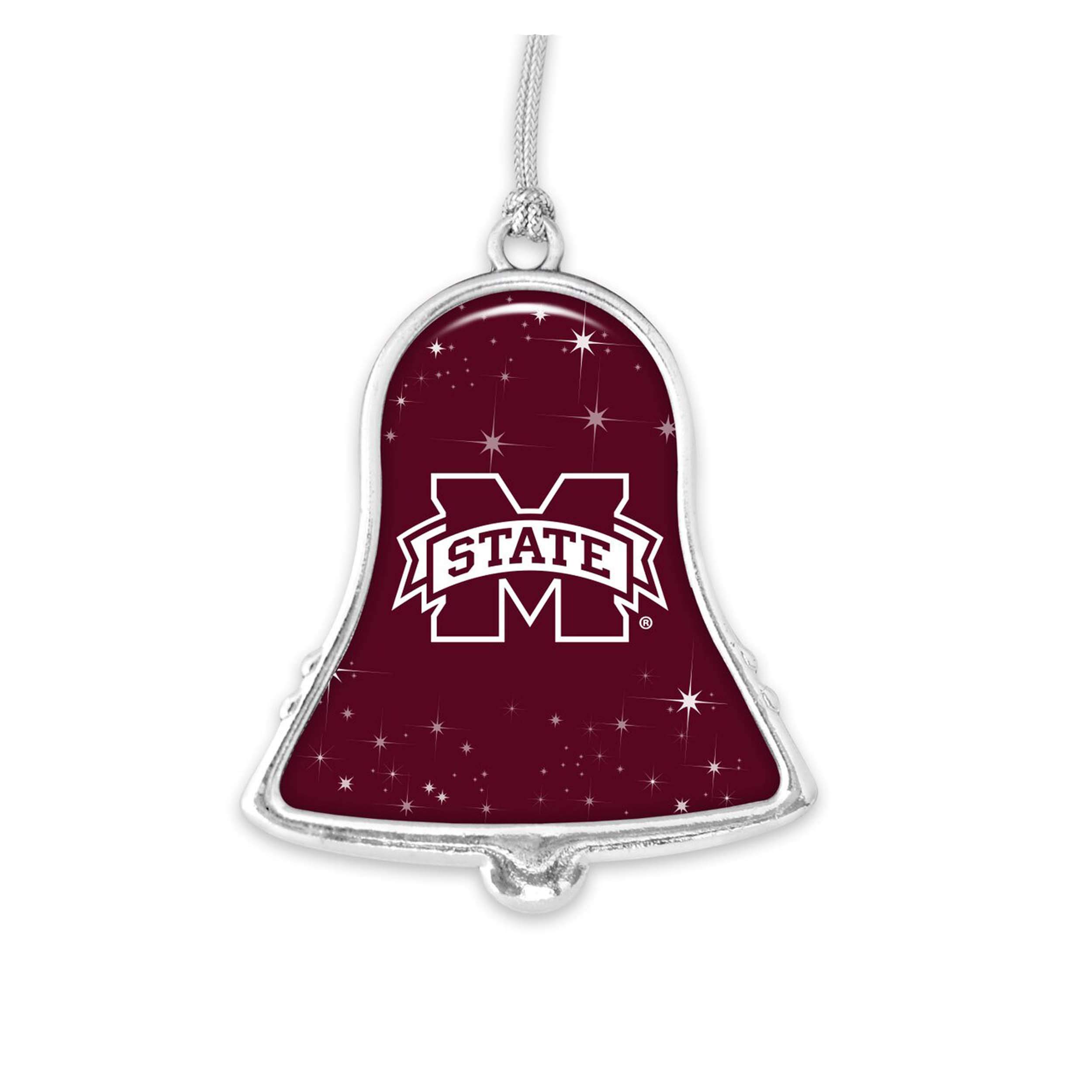Mississippi State Bulldogs MSU Silver Bell Silver Metal Christmas Ornament Gift Decoration