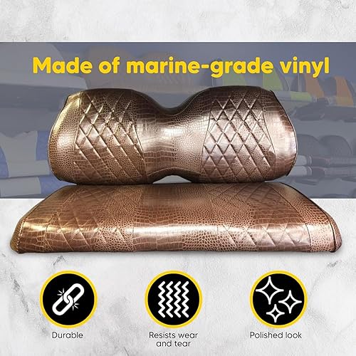 Miniatura 2 de Club CAR Precedent - Fundas de asiento delantero y trasero para carrito de golf, costuras de diamante (cocodrilo marrón)