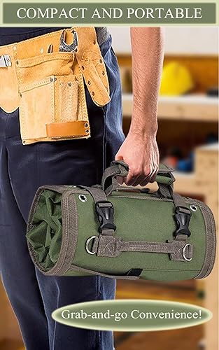 Miniatura 7 de Bolsa organizadora de herramientas, organizador plegable para herramientas con 2 bolsas desmontables, organización de almacenamiento de herramientas