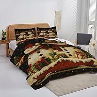 Vista 4 de Juego de Ropa de Cama Acolchada Navideña Personalizada – Manta Navideña de Santa, Muñeco de Nieve y Cascanueces con Personalización – Colcha Suave