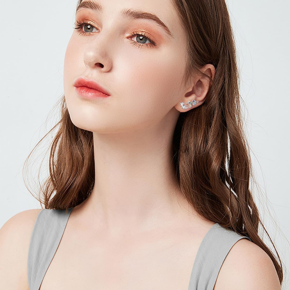 MONGAS Lotus Earrings Sterling Silver Ear Climber Earrings Lotus Jewelry Christmas Gifts for Women
