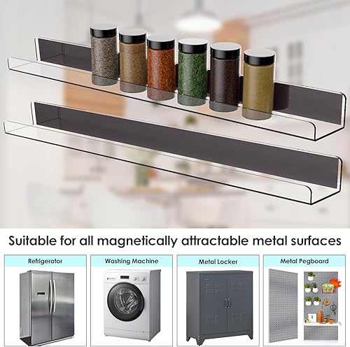 Miniatura 47 de NiHome Paquete de 2 estantes magnéticos de acrílico de 17 pulgadas para pizarra blanca, pantalla de imágenes grandes, elegantes estantes para Negro