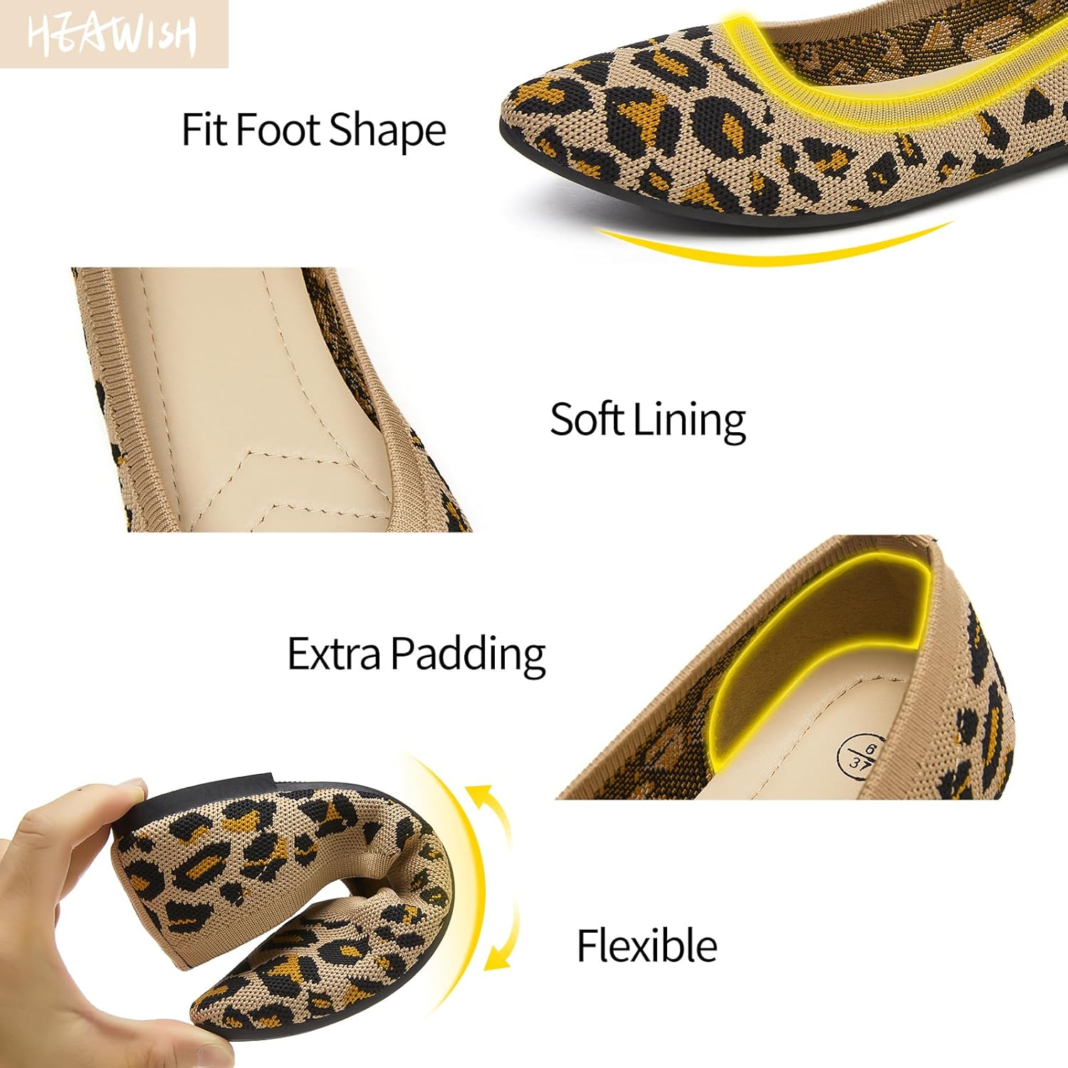 HEAWISH Women’s Ballet Flat Flats Shoes Comfortable Mesh Pointed Toe Slip On Dress Shoes - Image 3