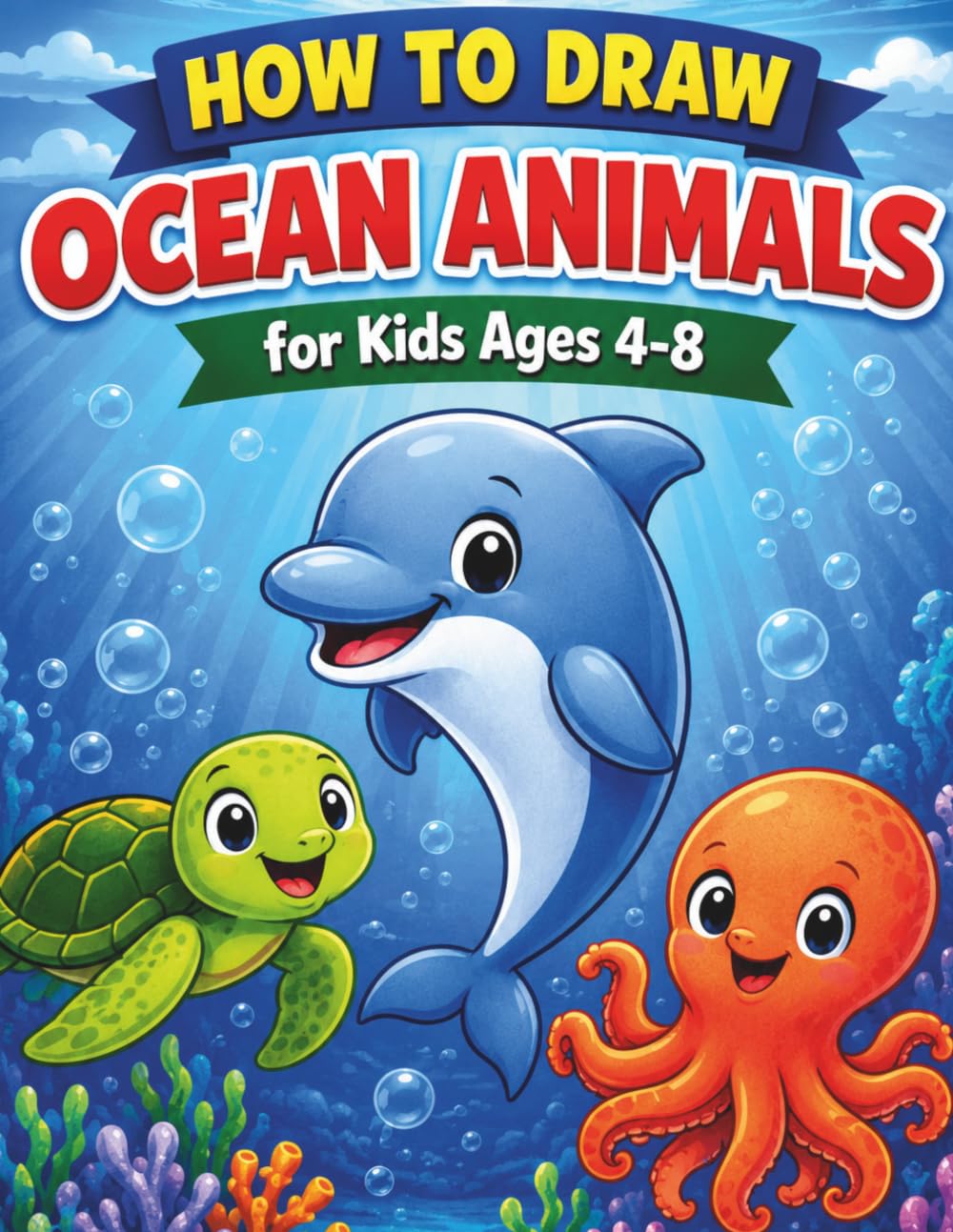 How to Draw Ocean Animals for Kids Ages 4-8: Easy Step-by-Step Drawing Book for Beginners