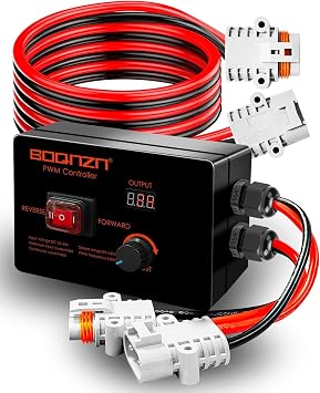 Waterproof PWM Controller DC 12-48V 35A Motor Speed Controller, with 4 PCS Spare Interfaces and 2 PCS 9.85FT Extension Wires, Variable Speed Controller for Boat Trolling Motor DC Brushed Motor