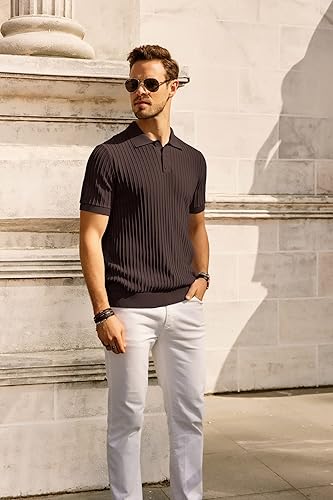 Miniatura 2 de PJ PAUL JONES Polo de punto para hombre, casual, manga corta, ajuste regular, transpirable, para golf, para hombre