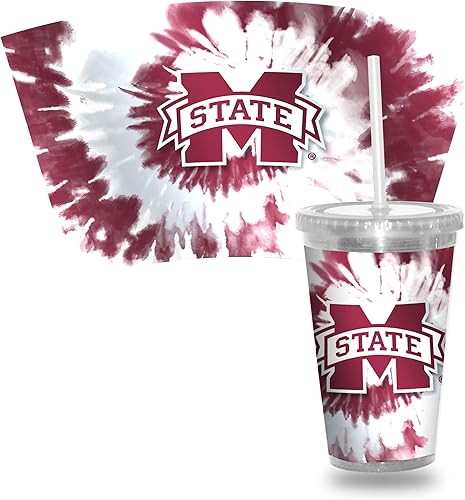 Miniatura 46 de Rico Industries NCAA Sports Team - Vaso transparente de 16 onzas con pajilla, vaso de viaje del color del equipo para fanáticos de los deportes