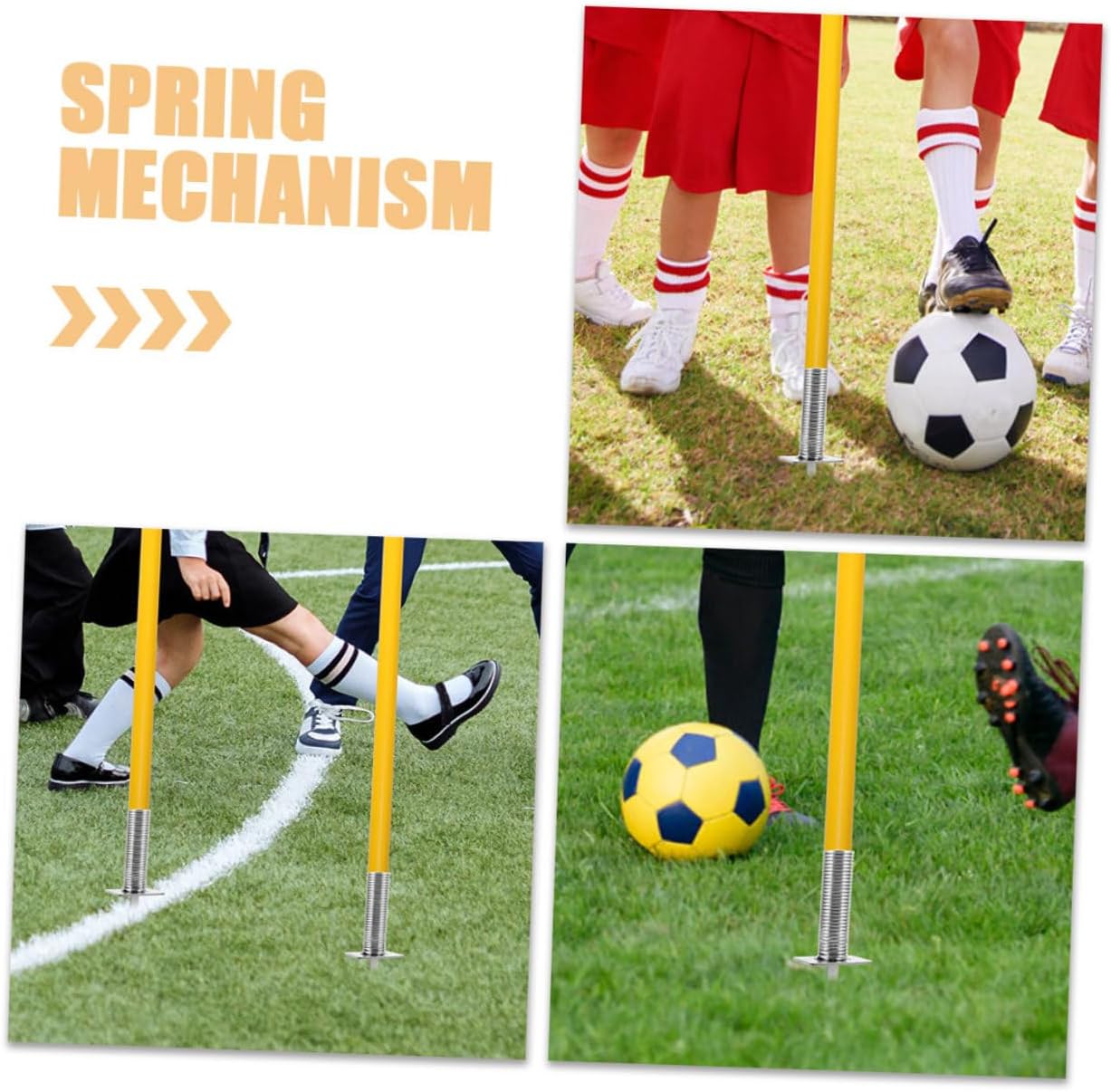 2pcs Soccer Flag Ground Stakes Spring-Loaded Spike, Sturdy Field Corner Flag Poles for Field Marking and Training Equipment