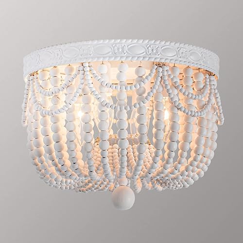 CHOOHUE Lámpara de techo bohemia con 4 luces de madera con cuentas de madera, lámpara de techo para dormitorio, comedor, vestíbulo, cocina, pasillo, CHOOHUE Lámpara de techo bohemia con 4 luces de madera con cuentas de madera, lámpara de techo para dormitorio, comedor, vestíbulo, cocina, pasillo,