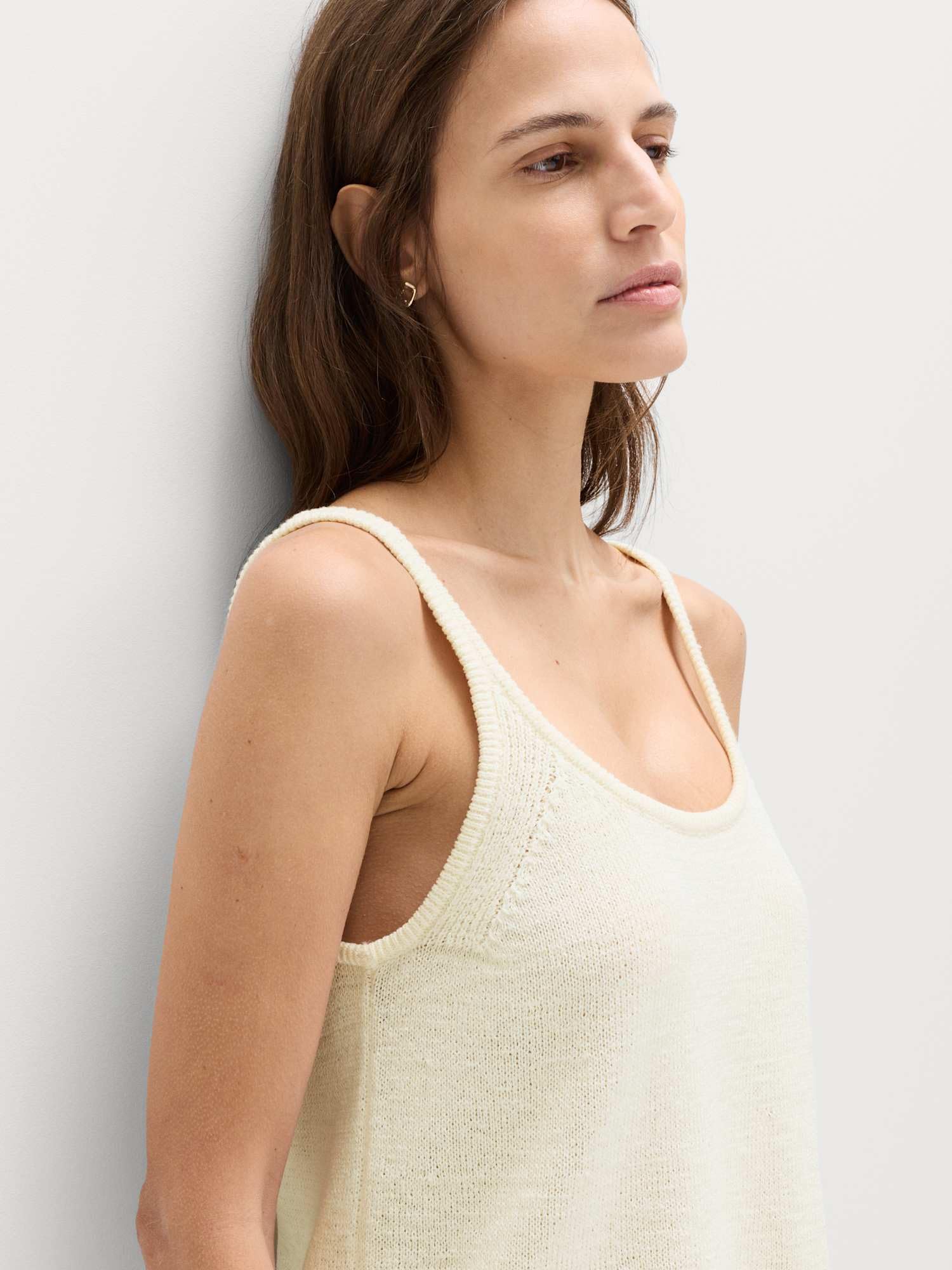 Marks & Spencer Donna Pizzo Dettaglio Misto Cotone Maglia Top – vestibilità Slim