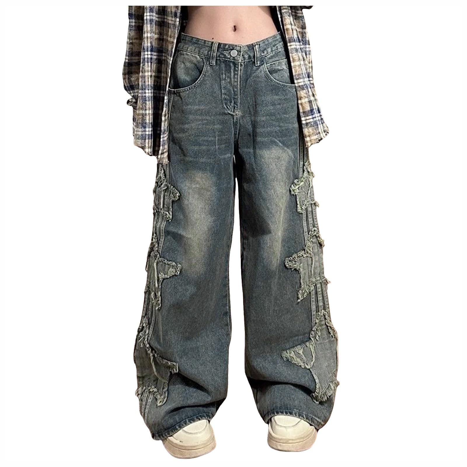 Vaqueros Mujer Ropa Pantalones Rectos Jeans Elasticos Tallas Grandes De Deportivos Baile Urbano Casual Talla Grande Anchos Y2K Push Up
