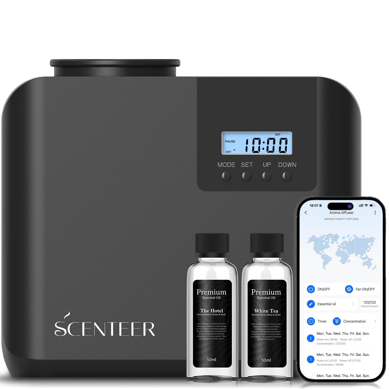 Kit de máquina difusora de aroma HVAC mejorada 2026, cubre 5000 pies cuadrados, control Wi-Fi, máquina de aire aromático para el hogar, aromaterapia de aire frío sin agua, difusor de fragancia de
