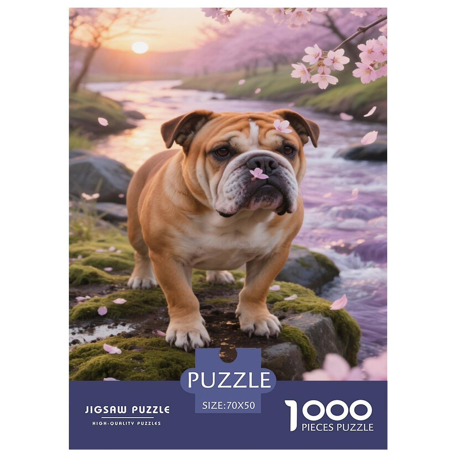 English Bulldog Jigsaw Puzzles 1000 Pieces Challenge Toy for Adults,Spring Landscape Impossible Jigsaw Puzzles 1000 Pieces Educational Games Home Decoration 70x50cm/1000pcs