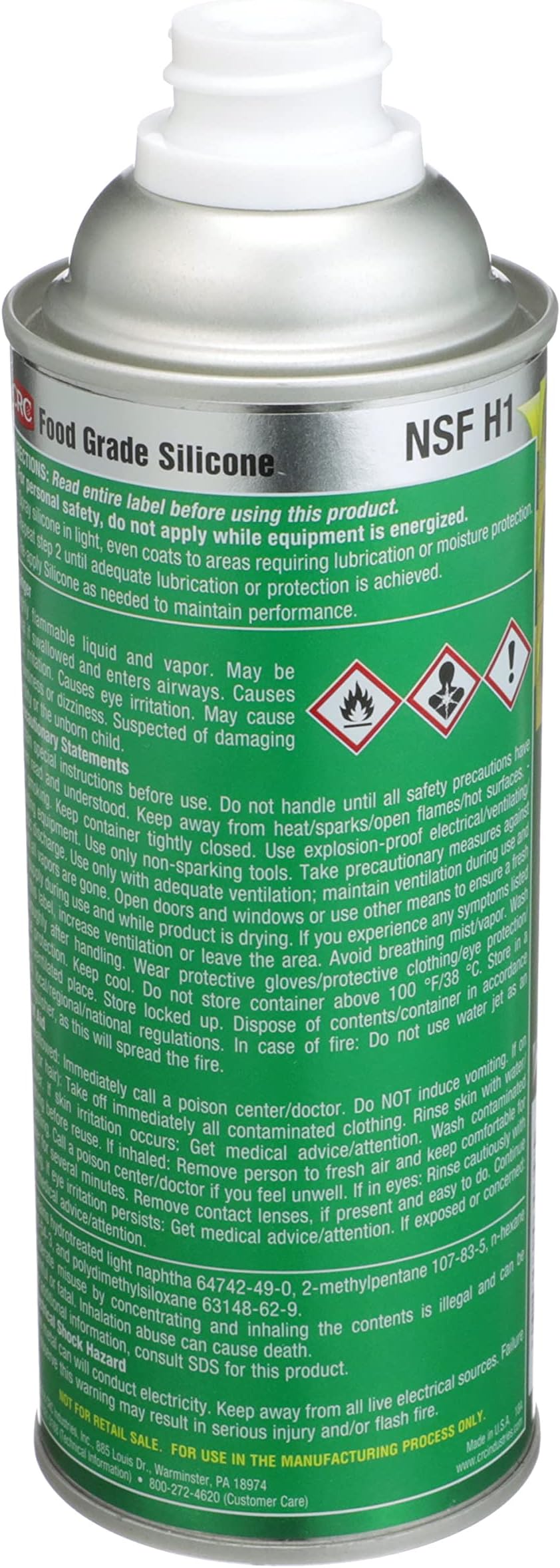 Food Grade Silicone Lubricant, 15 fl oz Non-Aerosol Spray Can, Clear/White,3039