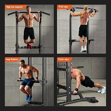 Multi-Functional Power Tower for Home Gym: Adjustable Pull Up & Dip Station with 400 LBS Capacity, Space Saving Strength Training Equipment for Men and Women