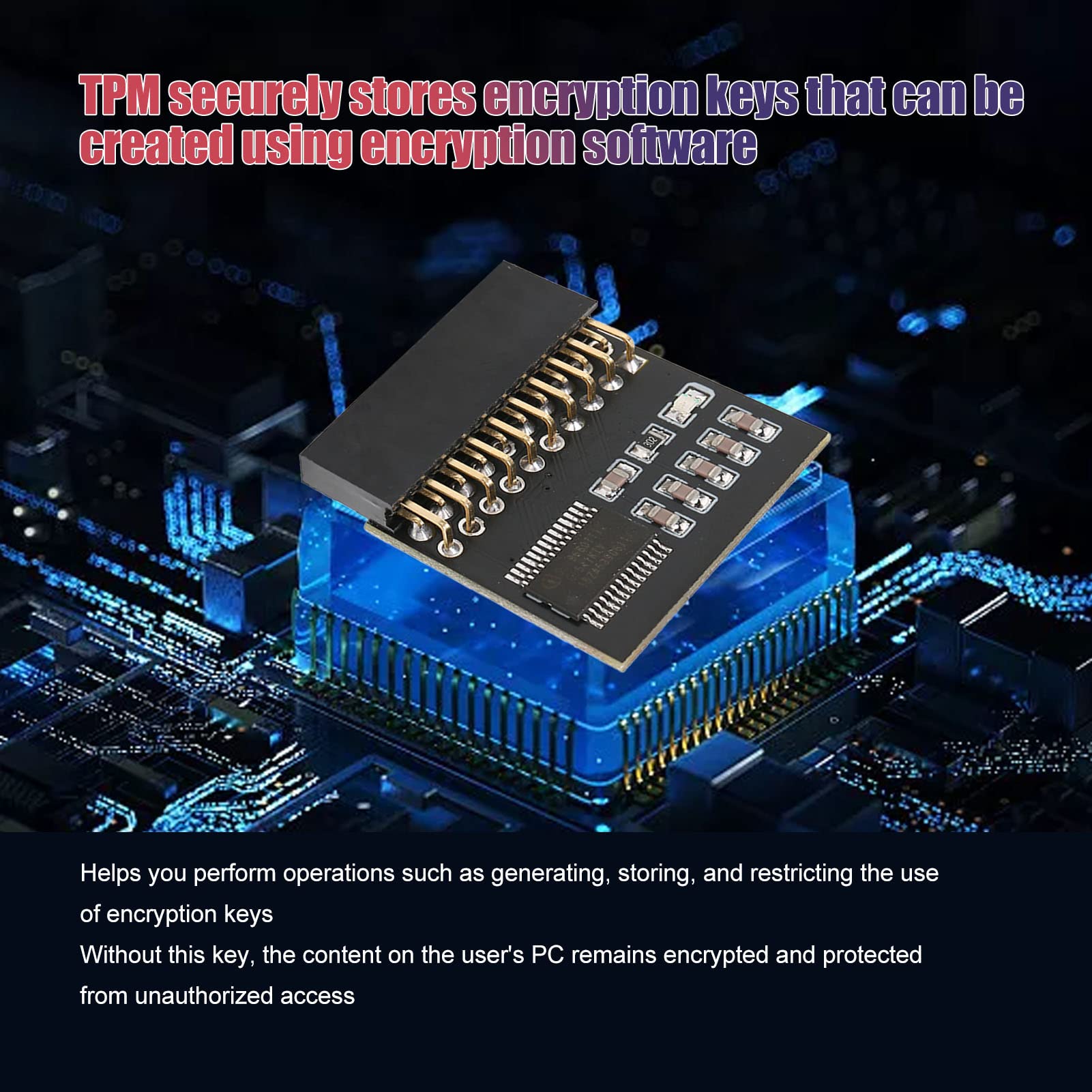 TPM 1.2 Encryption Security Module, 20Pin Independent Encryption Processor for PC, TPM1.2 Module, As Long As The Motherboard with TPM Interface is 20pin