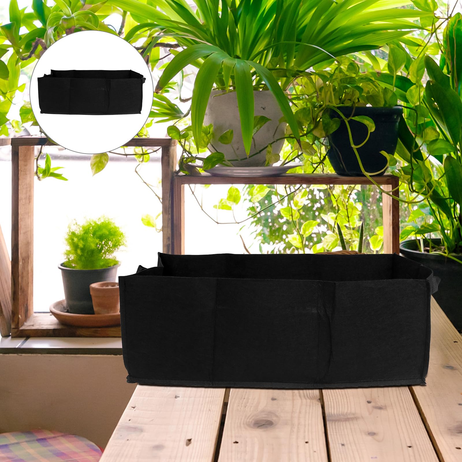 KESYOO Bolsas de Cultivo Reutilizables de Tela No Tejida Negras, Tamaño Grande 60x30x20 Cm, Paquete de 6 Unidades para Siembra en Jardín, Huerto y Balcón, Bolsa de Crecimiento