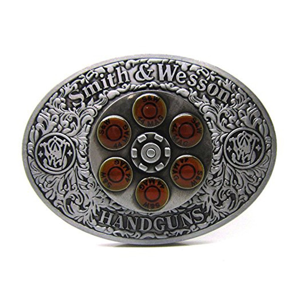 LKMY American Cowboy Western Belt Buckles For Men Silver Oval With Red Circle Rotate