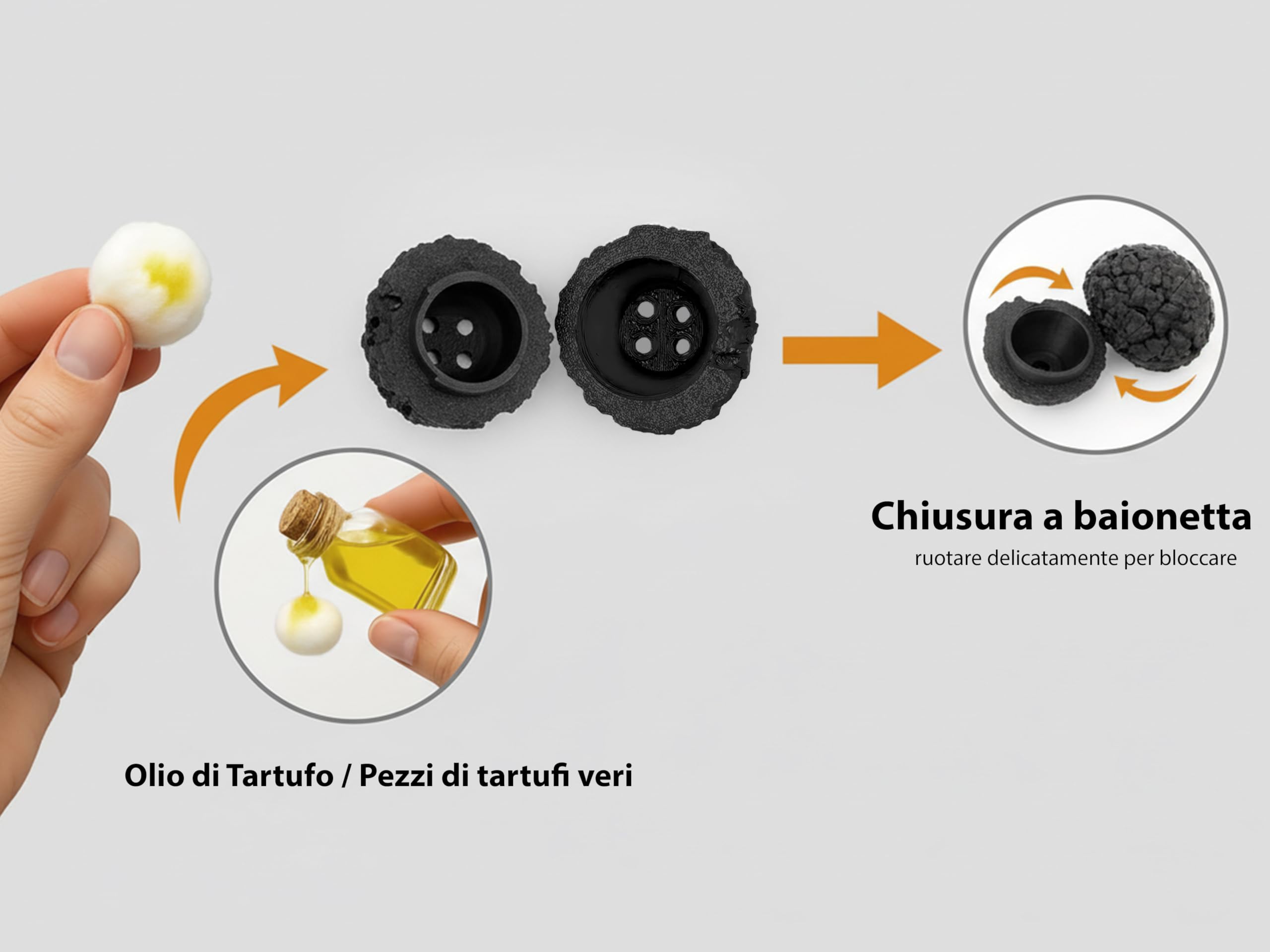 Lot de 2 faux truffes pour dressage pour chiens – Fermeture à baïonnette, récipient pour huile de truffe, lavable et réutilisable, noir