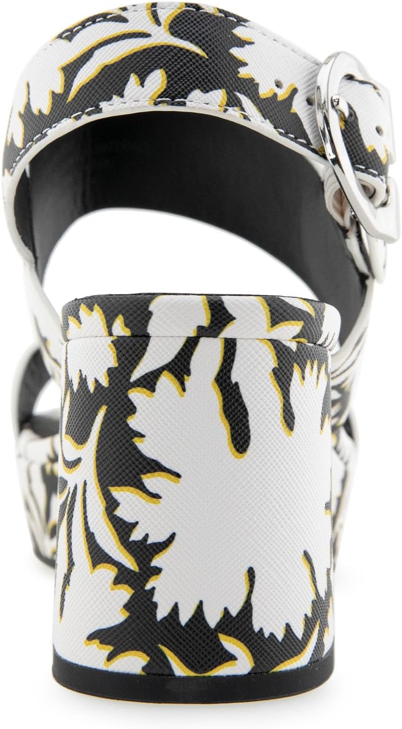 Aerosoles Women's Camera Platform Heeled Sandal, Bright White Floral Faux Leather, 9M image 3