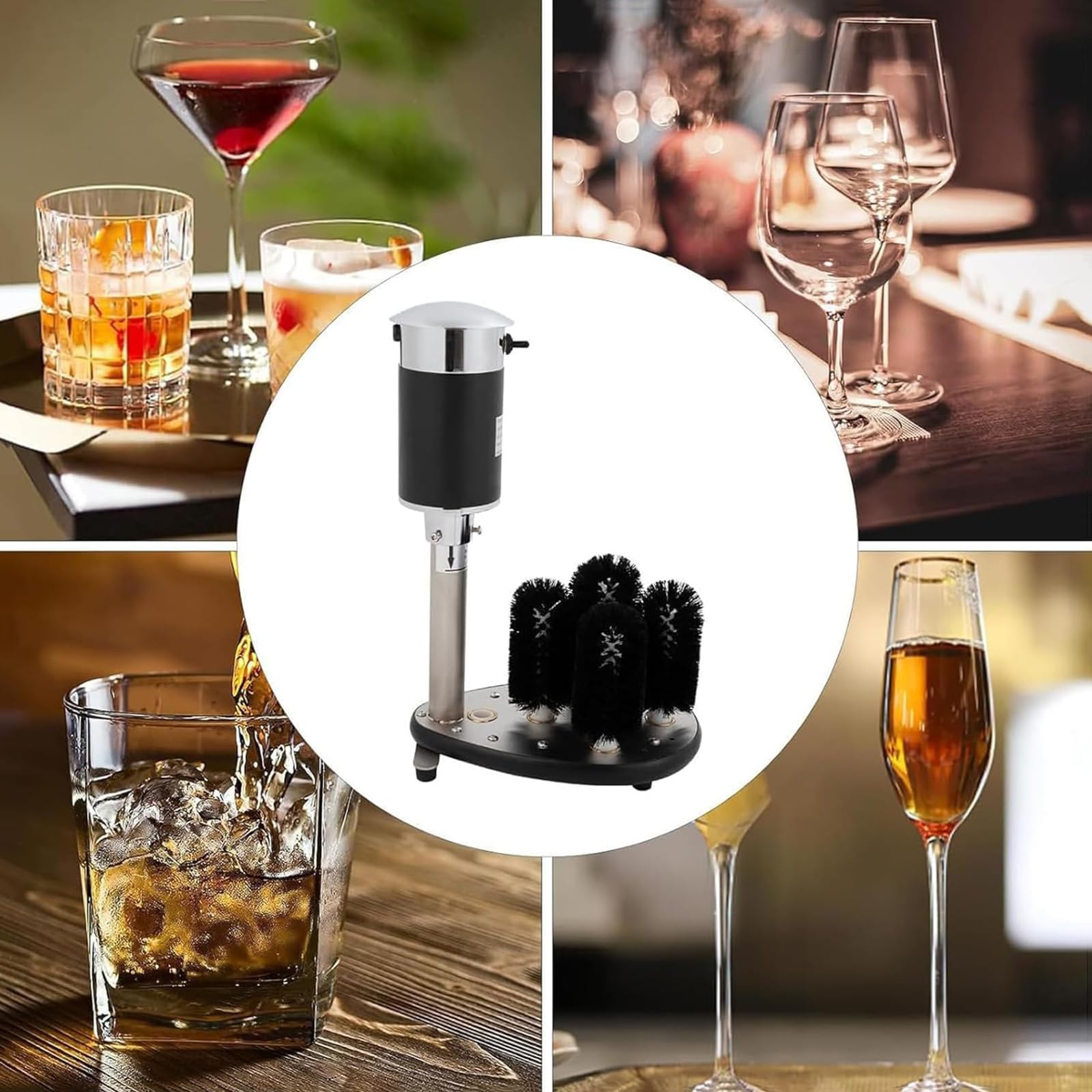 Lavadora automática de vasos de vidrio con 5 cabezales de cepillo, 800 tazas/h, ideal para bodegas, restaurantes, hoteles, pub, cafeterías