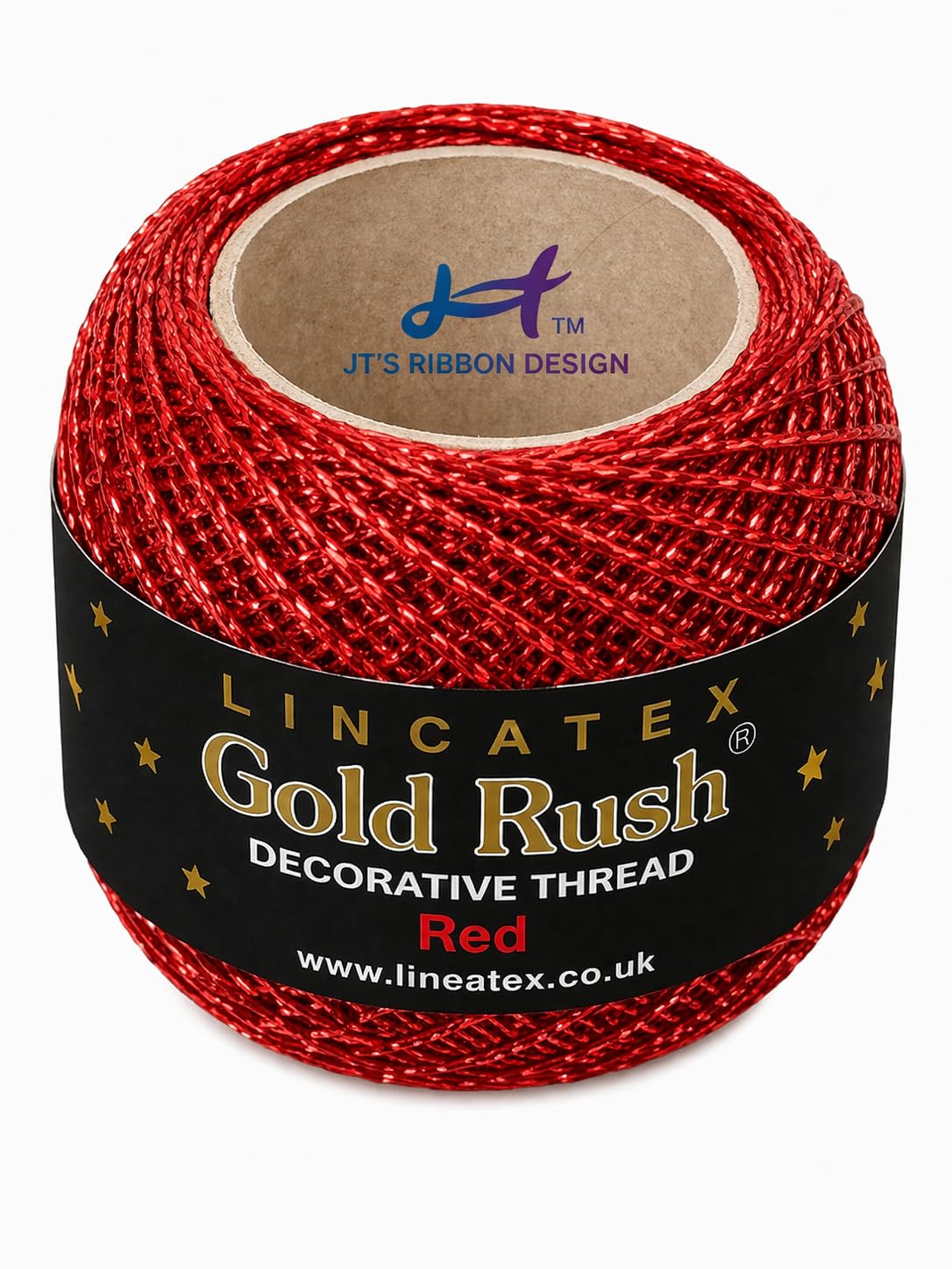 LINCATEX Gold Rush Metallic Decorative Thread 80 Metre Rolls 20 Colours (Red)