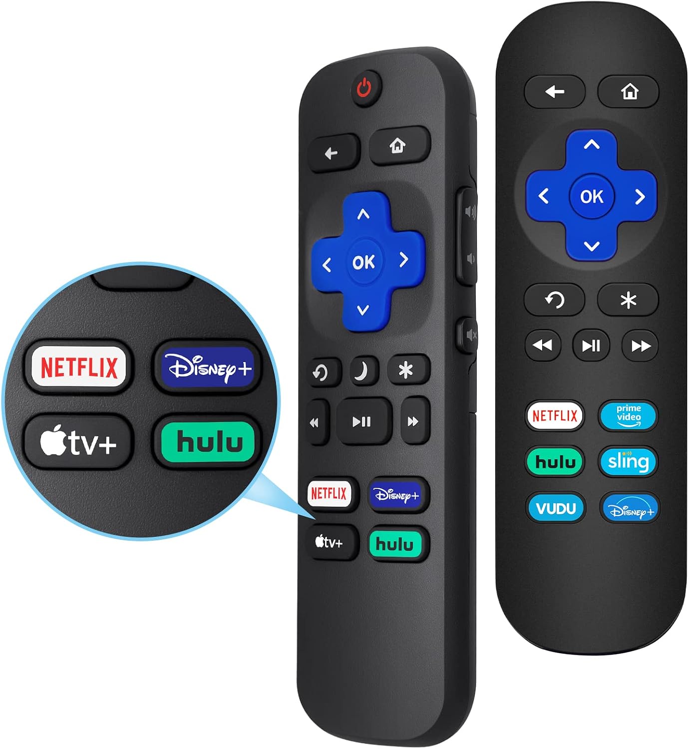 【Pack of 2】 2 Piece Replacement Remote for Roku,Both for All Roku TV,Roku 1,2,3,4 and Roku Express[NOT for Any Roku Stick]