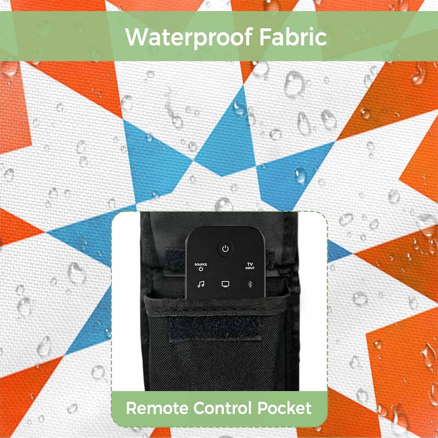 Outdoor TV Cover 43 Inch Orange Blue Boho TV Enclosure Geometric Bohemian TV Covers for Outside TV Display Screen Protector with Remote Control Pocket Home Decor