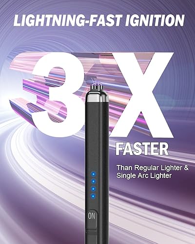 Miniatura 3 de Encendedor eléctrico de doble arco recargable USB encendedor de arco de plasma para vela negro obsidiana