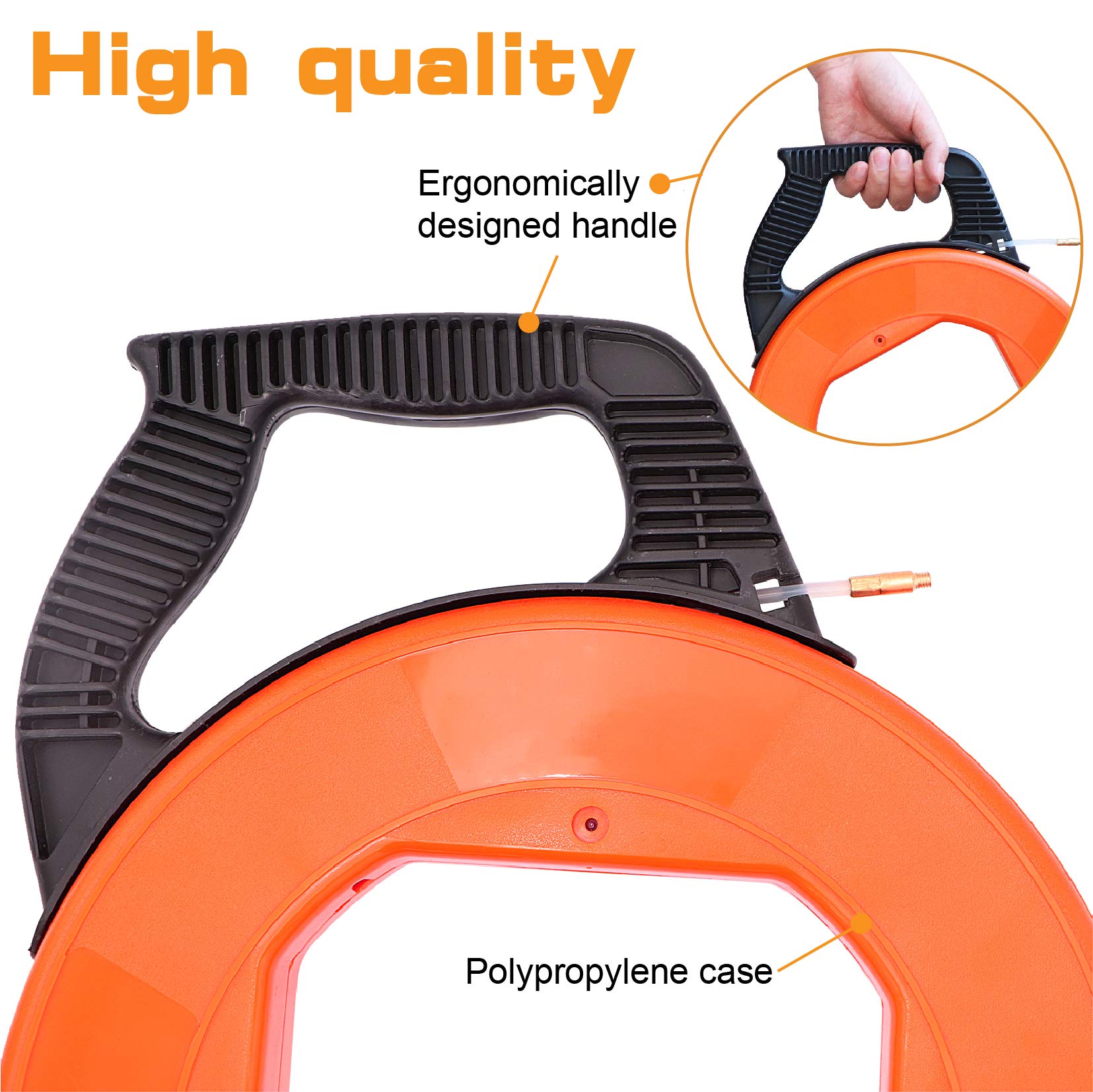 electricians fish tape reel 100 FT for Electric or Wire Puller Men Gift It ensures a secure grip on the fishtape wire puller while guiding or pulling 100-Foot Fish Tape Reel Pull