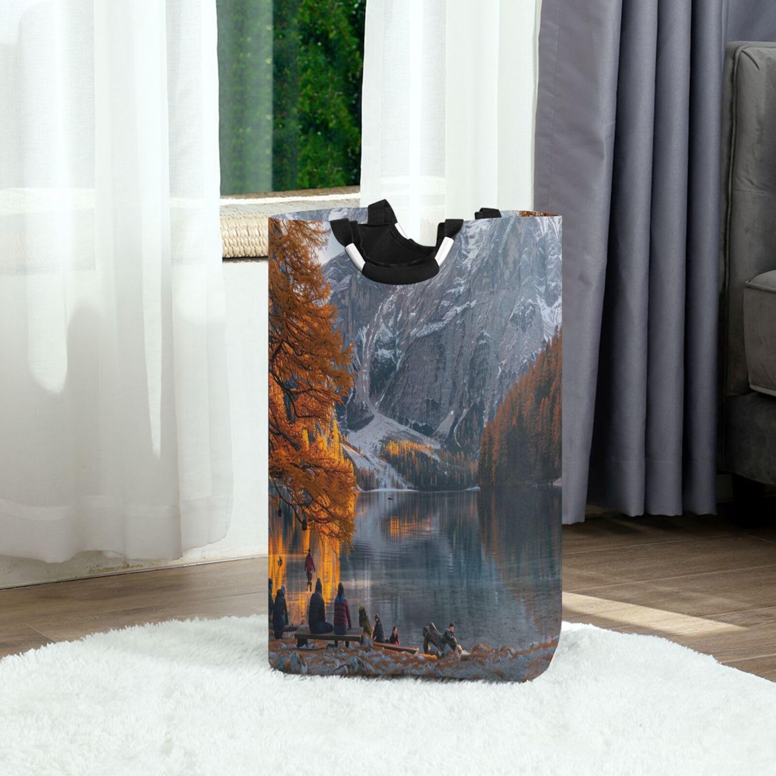 Jihqo Laundry Hamper Basket Fall Mountain Landscape Collapsible Nursery Storage Bin Waterproof Clothing Baskets for Home Bedroom Bathroom Washing Room