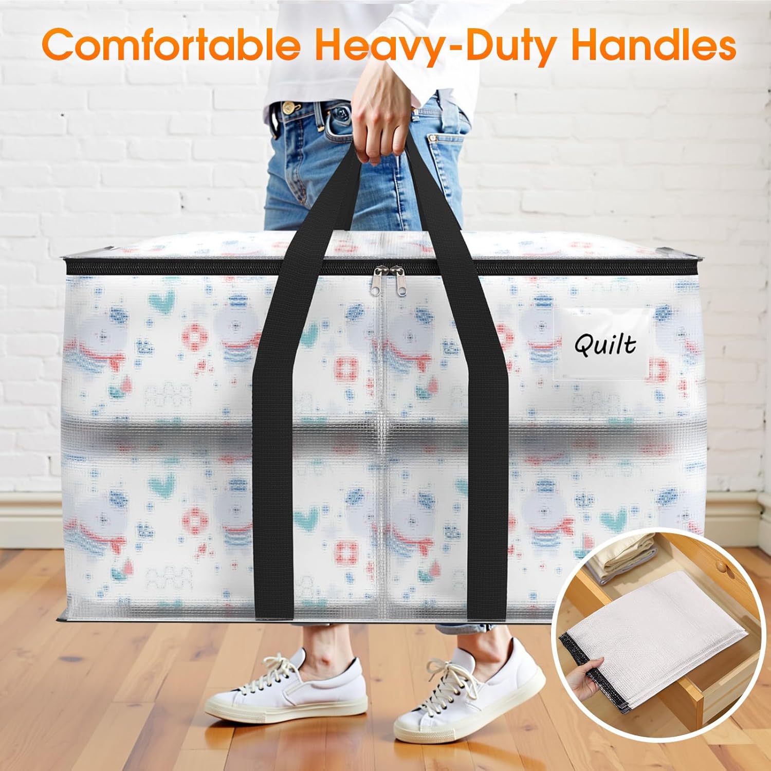 Fab totes Moving Bags Extra Heavy Duty Oversized Storage Bags with Reinforced Handle and Double Zippers,Moving Supplies Totes for Storage Packing Dorm Room Essentials Alternative to Moving Boxes - Image 4