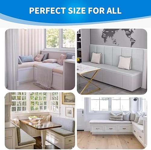 Miniatura 8 de Cojín de asiento de ventana de 36x18 pulgadas, almohadilla de banco suave para almacenamiento de zapatos, piano, comedor, 36x18x2 pulgadas, marrón