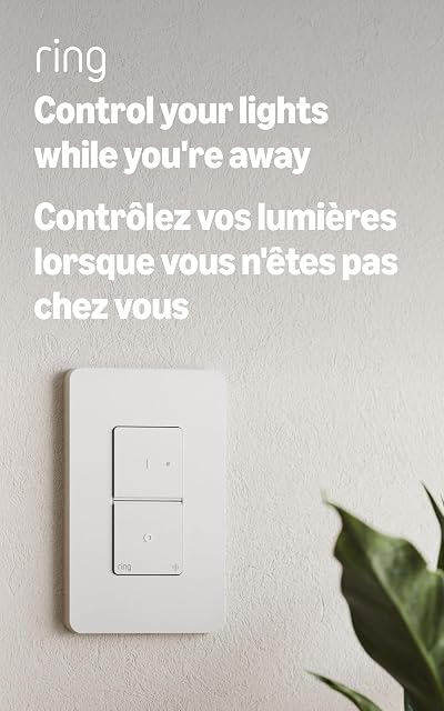 Ring Sensors: Commutateur de lumière intelligent – Aide à décourager les intrus, les routines de set, sur Amazon Sidewalk, pas de station de base nécessaire, fil neutre requis, interrupteur à monopole