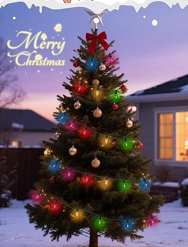 Miniatura 7 de C7 0.6W 26.5FT 25-lámpara Línea verde LED Transparente Cadena de cinco colores (vidrio)