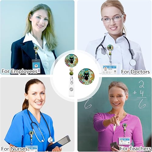 Vista 27 de Gctriki Carretes de insignia retráctiles con cuentas de silicona, clip retráctil con soporte de insignia, clip retráctil, llavero de identificación