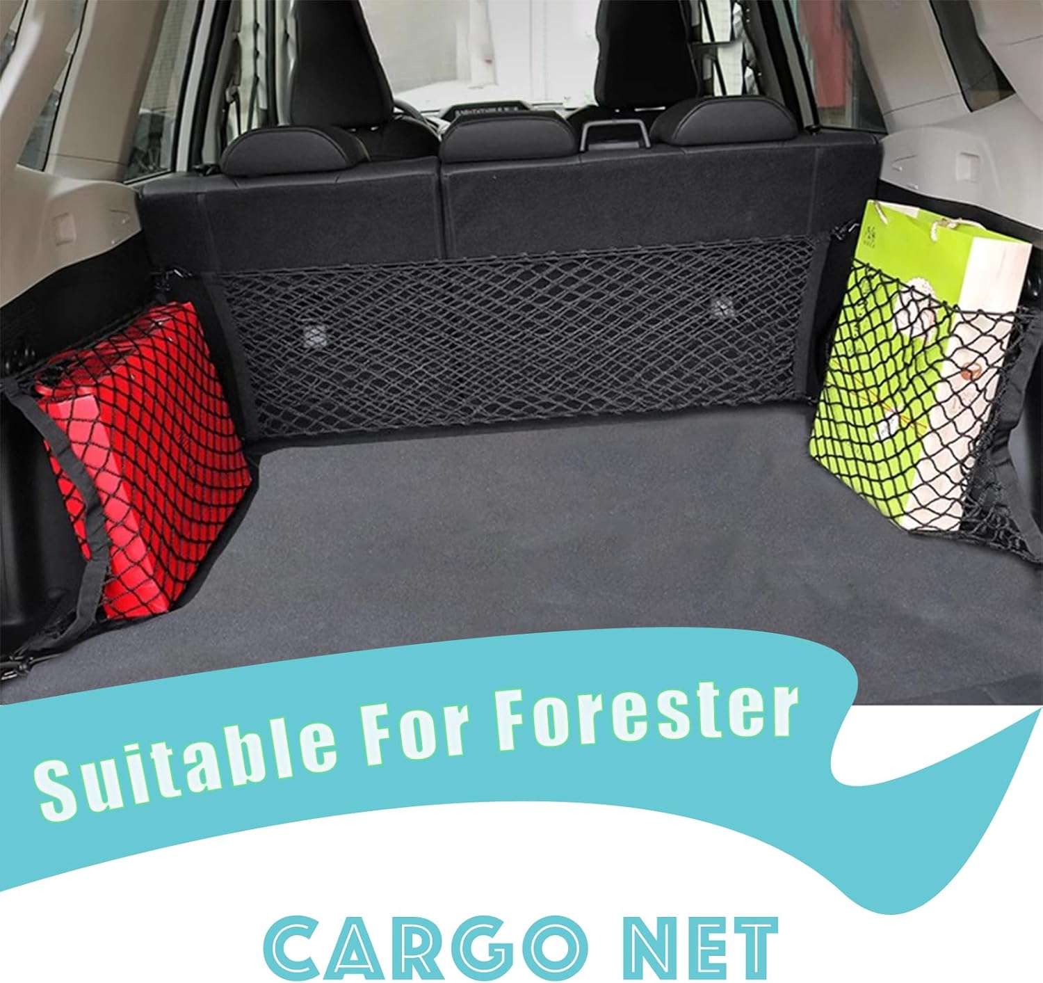 Compatible with Subaru Forester Accessories Automotive Elastic Trunk Mesh Cargo Net Premium Trunk Organizer Storage Luggage Left and Right Side Net SUV Car Organizer 2PCS