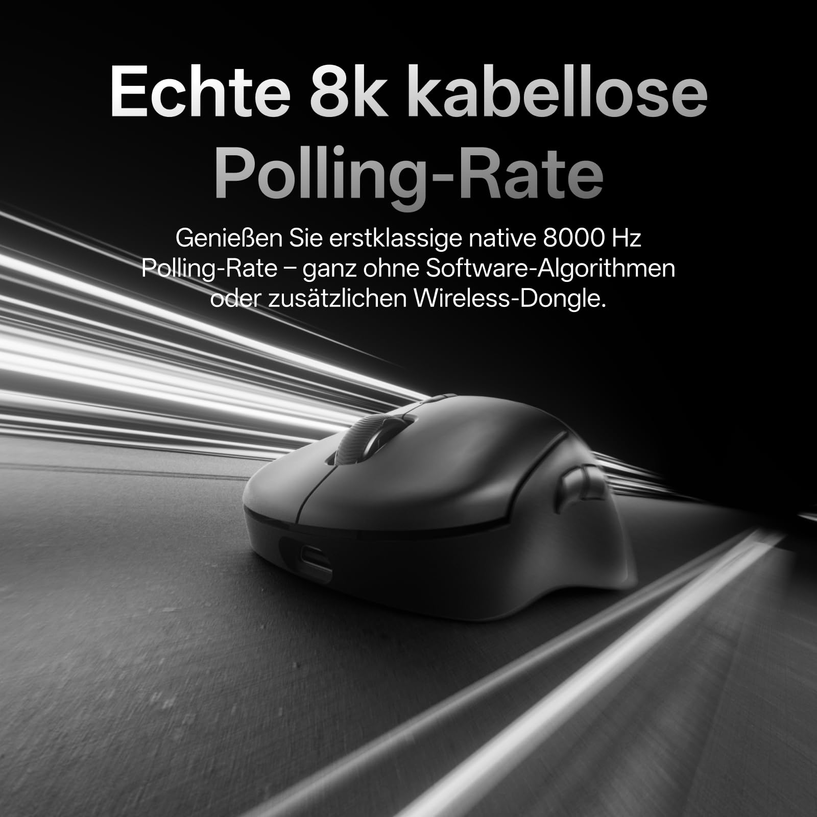 Rapoo VT3 MAX Gen-2 Kabellose Gaming-Maus, 53g Ultraleicht, Native 8000Hz | Nordic nRF54L15 MCU, 750h Akku, PAW3950 30K DPI, 10 Programmierbare Tasten, Ergonomisches Design, Kompatibel mit PC & Mac