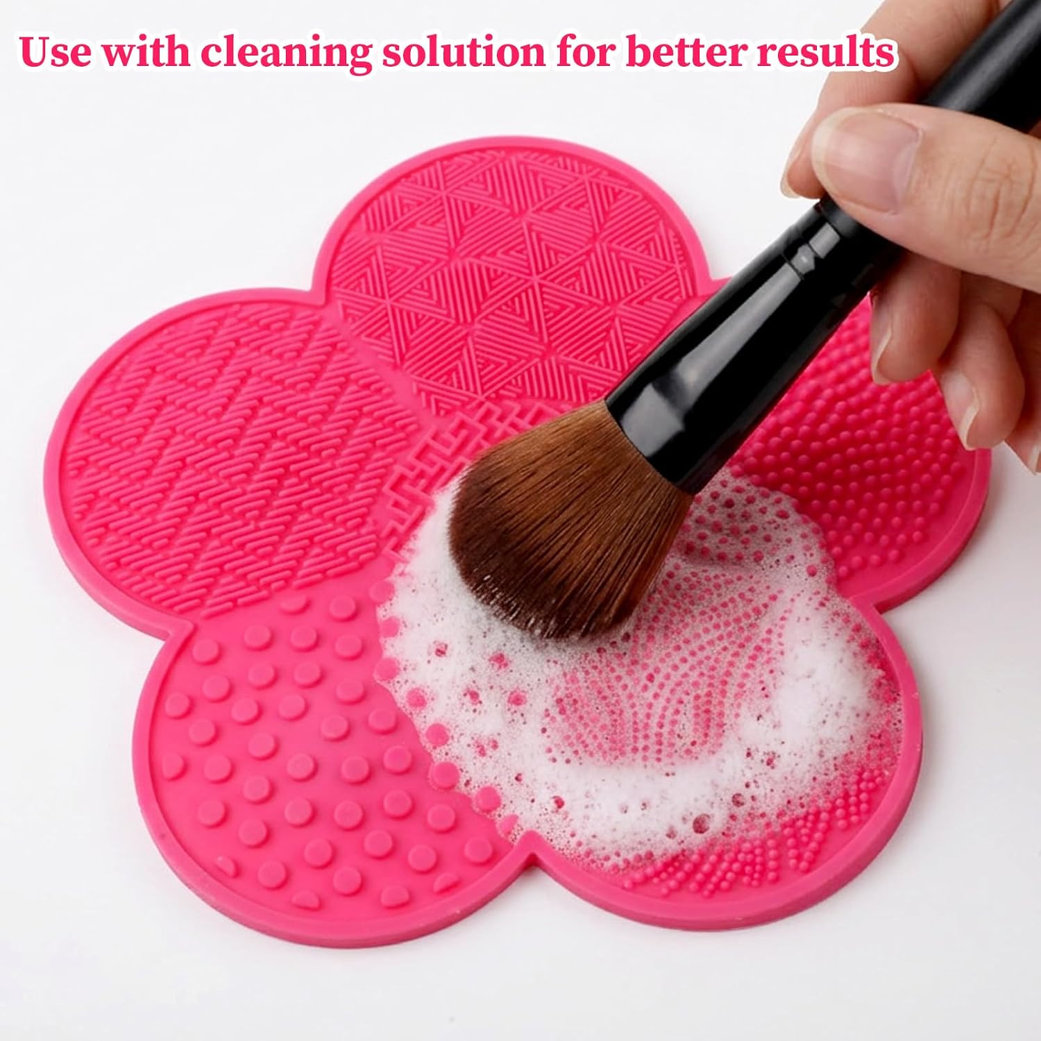 2 Pcs Silicone Makeup Brush Cleaner,Flower Makeup Brush Cleaning Mat,Silicone Makeup Brushes Cleaners,Textured Brushes Cleaner Mat as Gifts for Friend,Sister
