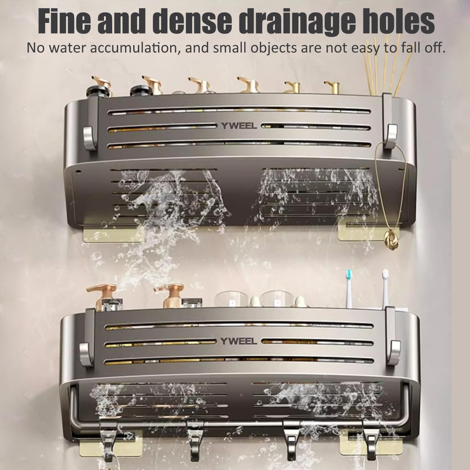Duschzubehör Badezimmer Ablage Ohne Bohren Duschkorb Zum Hängen Ablage Dusche Bathroom Storage & Organisation Duschablage Zum Kleben Dusche Zubehör,2,Grau