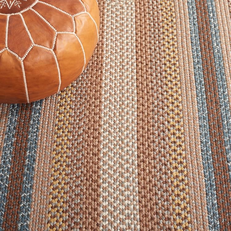 SAFAVIEH Braided IndoorOutdoor Oval Rug 3x5 Brown & Multi BRD313A | 14 Pile Machine Washable Easy Care Polypropylene Fibers Handwoven Oval Rug Patio Entryway product thumbnail 7