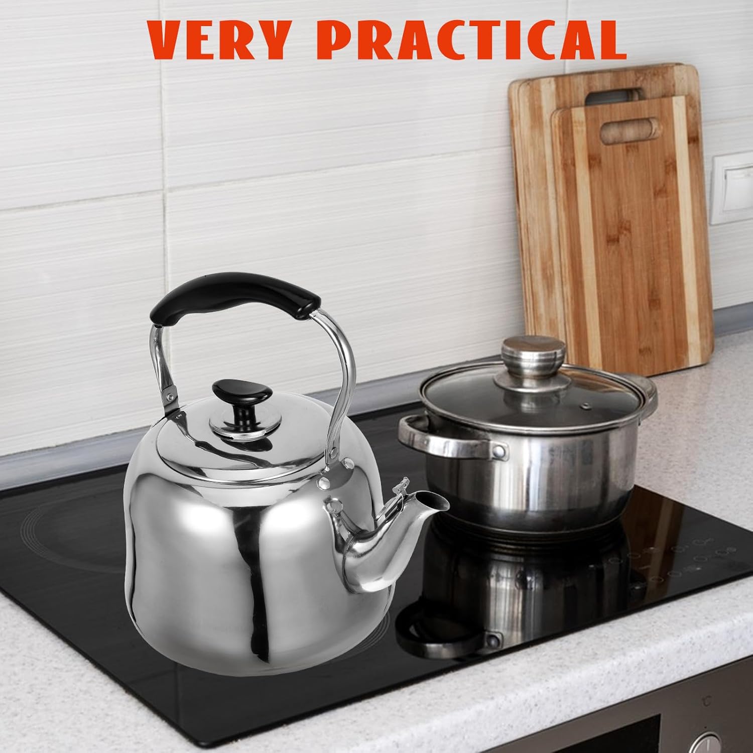 Stainless Steel Stove Top Kettle 4.0l Whistling Tea Kettle Thickened Classic Teapot for Boiling Water on Gas and Induction Cooktops