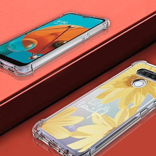 Miniatura 4 de Osophter Funda para LG K51, LG Reflect Funda transparente con flores para niñas y mujeres, esquinas reforzadas transparentes de poliuretano